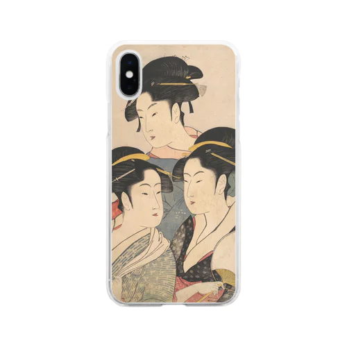 喜多川歌麿「三婦艶」美人画。 Soft Clear Smartphone Case