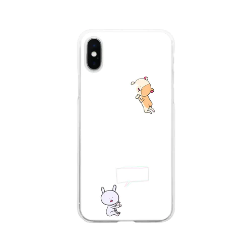 ウサ太郎とハム之介Appleをかじる Soft Clear Smartphone Case