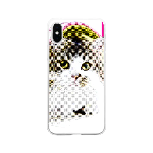 丸ドットモザイクピンクパーカー36CAT Soft Clear Smartphone Case