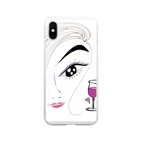 ワイン🍷好きよ Soft Clear Smartphone Case