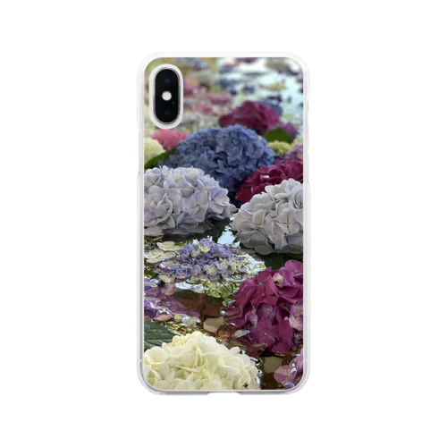 手水舎の紫陽花 Soft Clear Smartphone Case