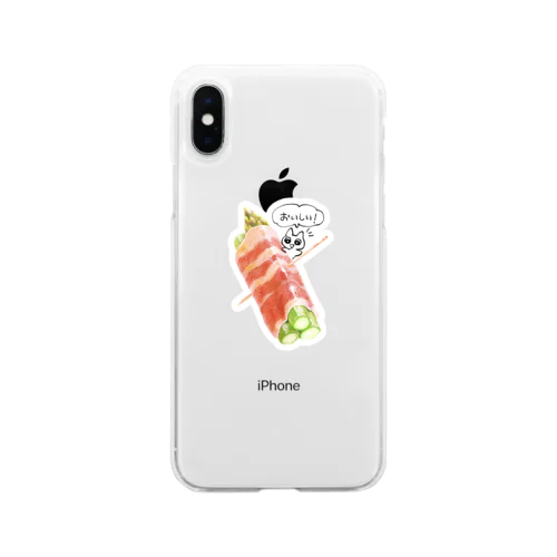 アスパラベーコンと猫 Soft Clear Smartphone Case