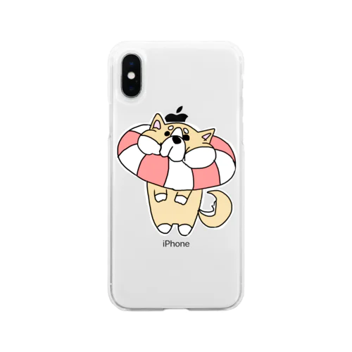 ヘタレ柴犬〜うきわ〜 Soft Clear Smartphone Case