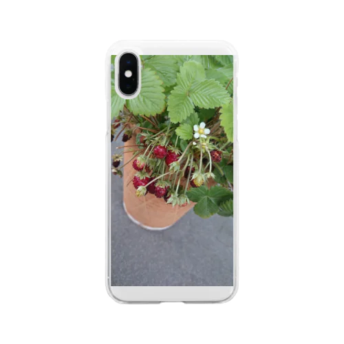 ワイルドストロベリー①(フラワー) Soft Clear Smartphone Case