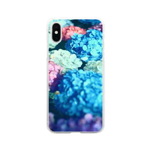水と紫陽花 Soft Clear Smartphone Case
