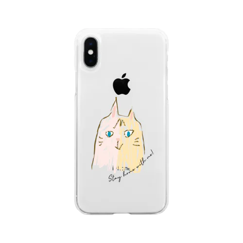 cat(Mix Pink&Yellow) Soft Clear Smartphone Case