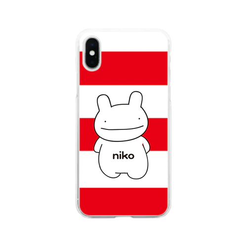 nicoちゃん★ストライプれっど Soft Clear Smartphone Case