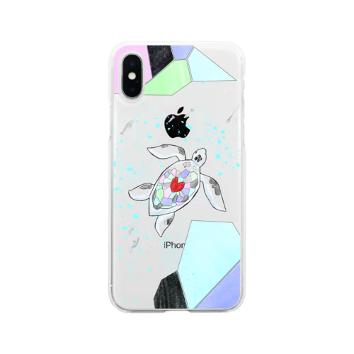 手描き亀さん Soft Clear Smartphone Case