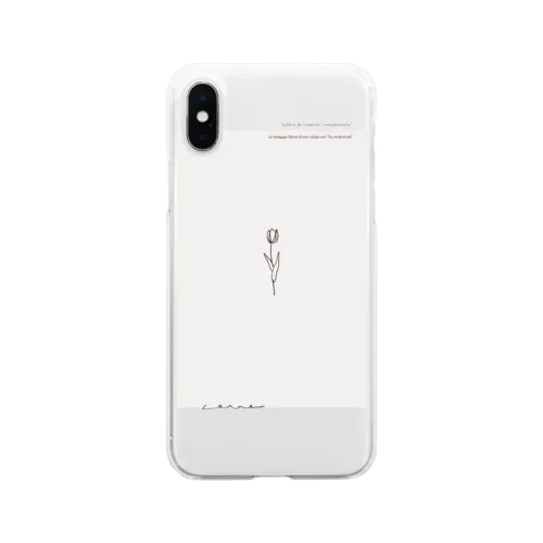 メッセージ＊線画チューリップ Soft Clear Smartphone Case