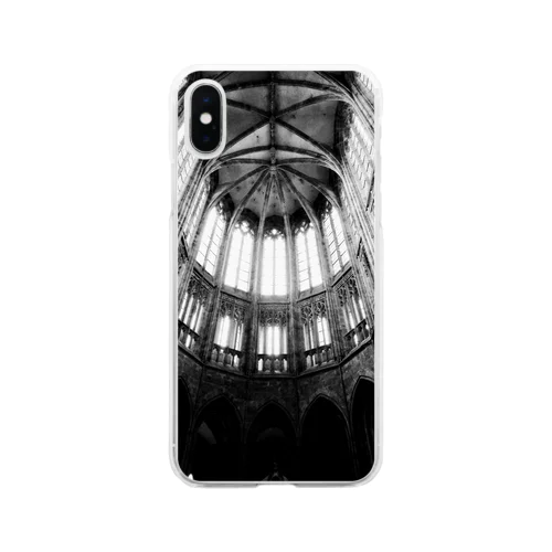 フランスの 或る教会 monochrome_ver. Soft Clear Smartphone Case