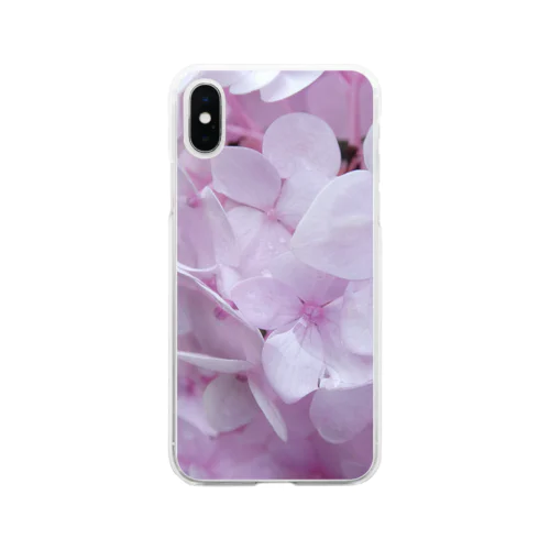 ピンクの紫陽花。 Soft Clear Smartphone Case