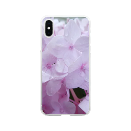 ピンクの紫陽花。 Soft Clear Smartphone Case
