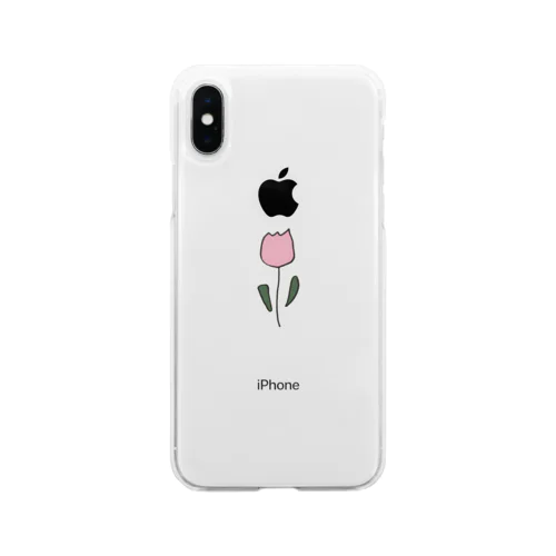 pink tulip Soft Clear Smartphone Case