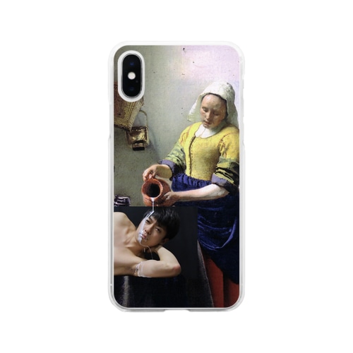 牛乳を注がれる男 Soft Clear Smartphone Case