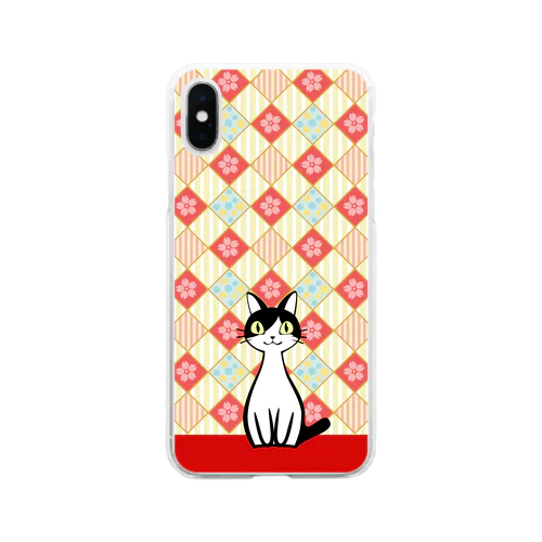 花柄ジャッキー社長スマホケース Soft Clear Smartphone Case