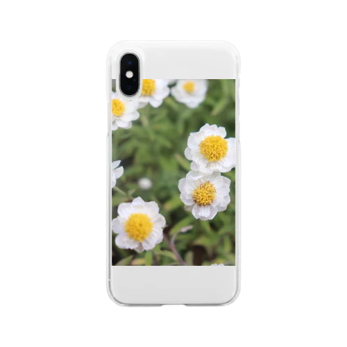 花かんざし 白のお花 Soft Clear Smartphone Case