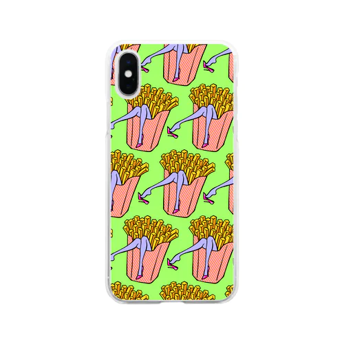 魅惑のフライドポテト🍟　GULTY PLEASURE FRENCH FRIES GREEN Soft Clear Smartphone Case