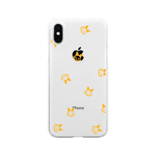 ちらばるロゴマーク（猫100%） Soft Clear Smartphone Case