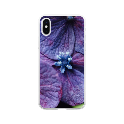 紫陽花　紫 Soft Clear Smartphone Case