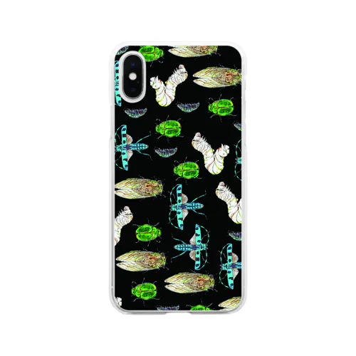 Black chic insects Soft Clear Smartphone Case