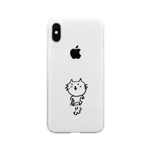 ねこ新聞のneco、飛ぶ Soft Clear Smartphone Case