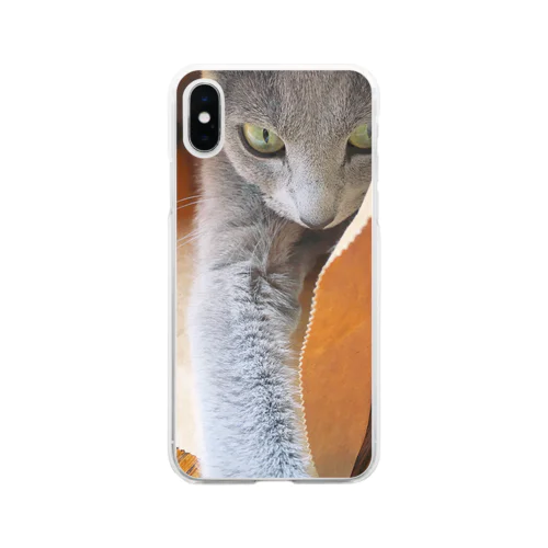ロシアンブルー小町_腕 Soft Clear Smartphone Case