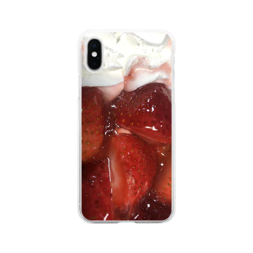 いちごのケーキ Soft Clear Smartphone Case