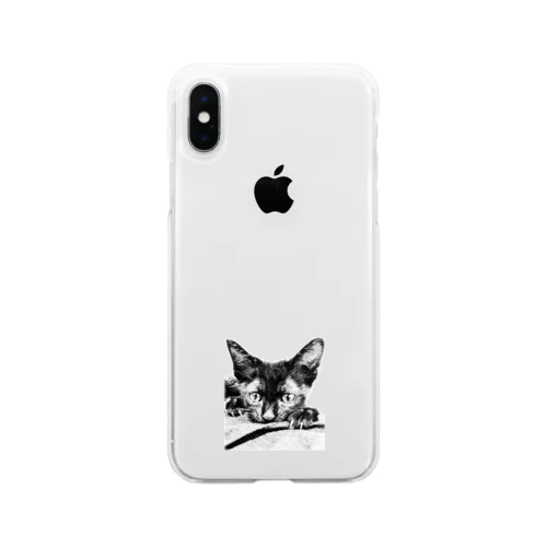 リアル黒猫(仔ねこ1) Soft Clear Smartphone Case