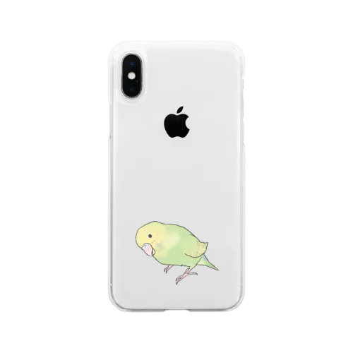 首傾げ　スパングルセキセイインコちゃん【まめるりはことり】 Soft Clear Smartphone Case