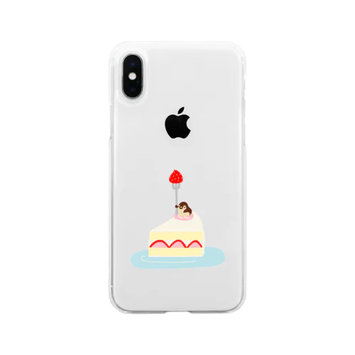 ショートケーキとペンギン Soft Clear Smartphone Case