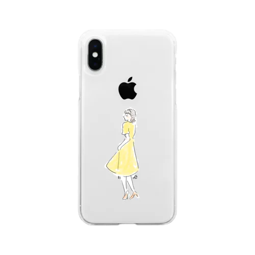 黄色ワンピの女の子 Soft Clear Smartphone Case