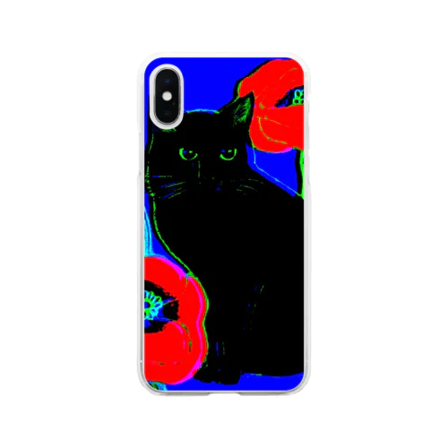 猫　くろちゃん Soft Clear Smartphone Case