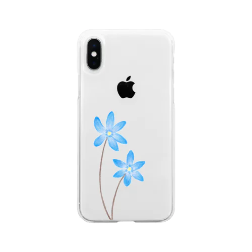 青いお花 Soft Clear Smartphone Case