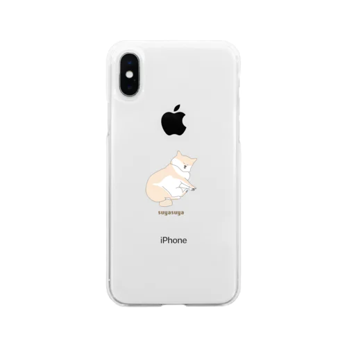 寝る犬 Soft Clear Smartphone Case