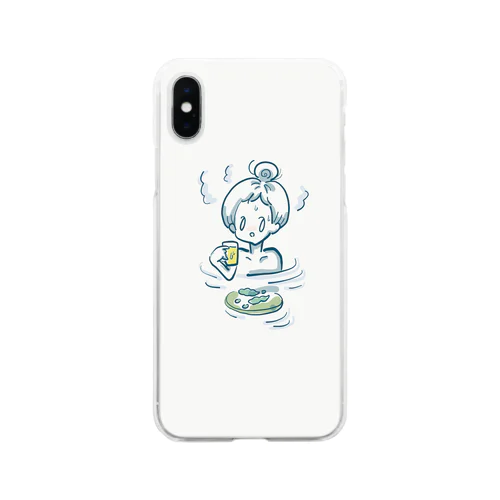 お風呂ビール Soft Clear Smartphone Case