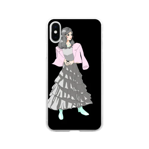 黒のドレススカート Soft Clear Smartphone Case