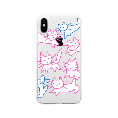 ふざけたネコのデザイン Soft Clear Smartphone Case