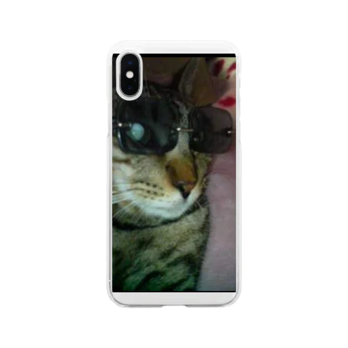 グラサン猫ハッチ Soft Clear Smartphone Case