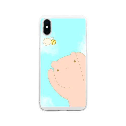 ハチとクマ（淡） Soft Clear Smartphone Case