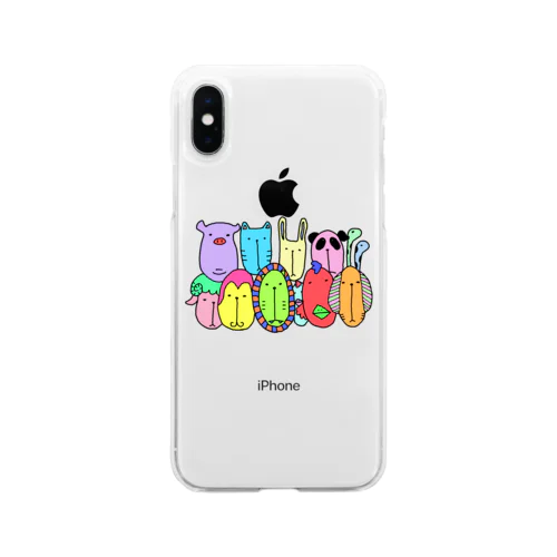 おもながfam(カラー) Soft Clear Smartphone Case