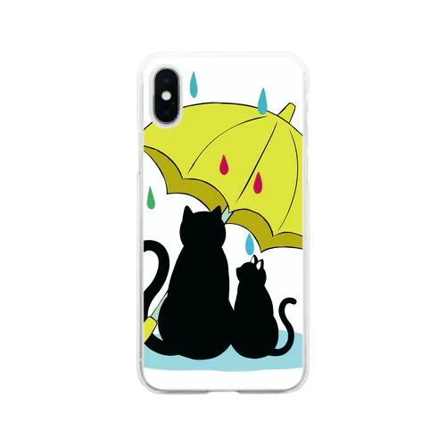 猫の雨宿り Soft Clear Smartphone Case