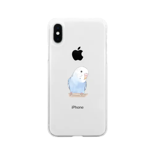 おしゃまな止まり木セキセイインコちゃん【まめるりはことり】 Soft Clear Smartphone Case