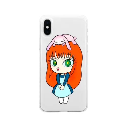 ウサギを被った女の子 Soft Clear Smartphone Case