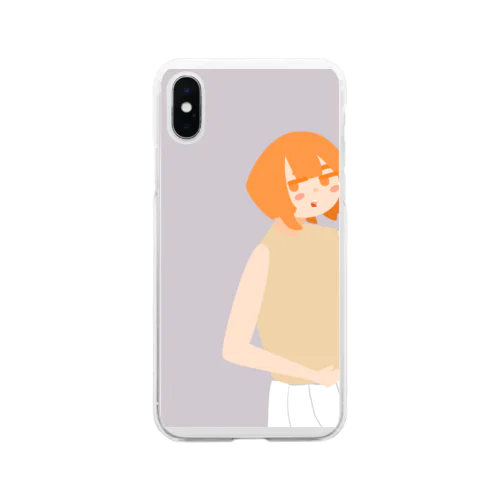 夏の猫背の女の子 Soft Clear Smartphone Case