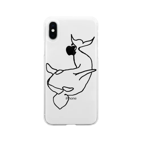海のギャングのシンプルなシャチさん Soft Clear Smartphone Case