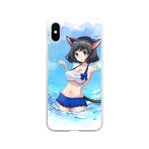 黒猫さんバカンス Soft Clear Smartphone Case