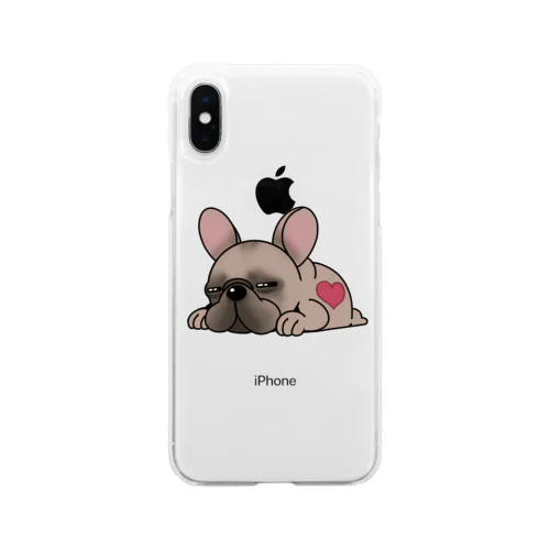 ふて寝のフレブル Soft Clear Smartphone Case