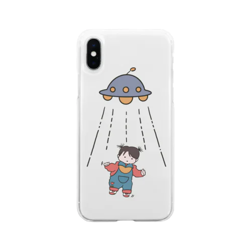 UFOと女の子(色付) Soft Clear Smartphone Case