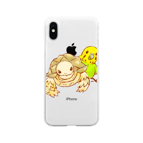 ケヅメリクガメとセキセイインコ Soft Clear Smartphone Case