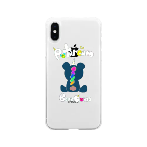 ベアコーン 文字白 Soft Clear Smartphone Case